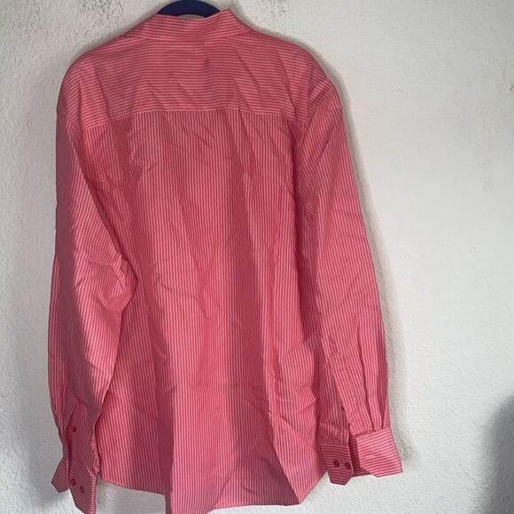 Bugatchi Uomo Men stripe Dress Long Sleeve button large Shirt red classic - Picture 6 of 7